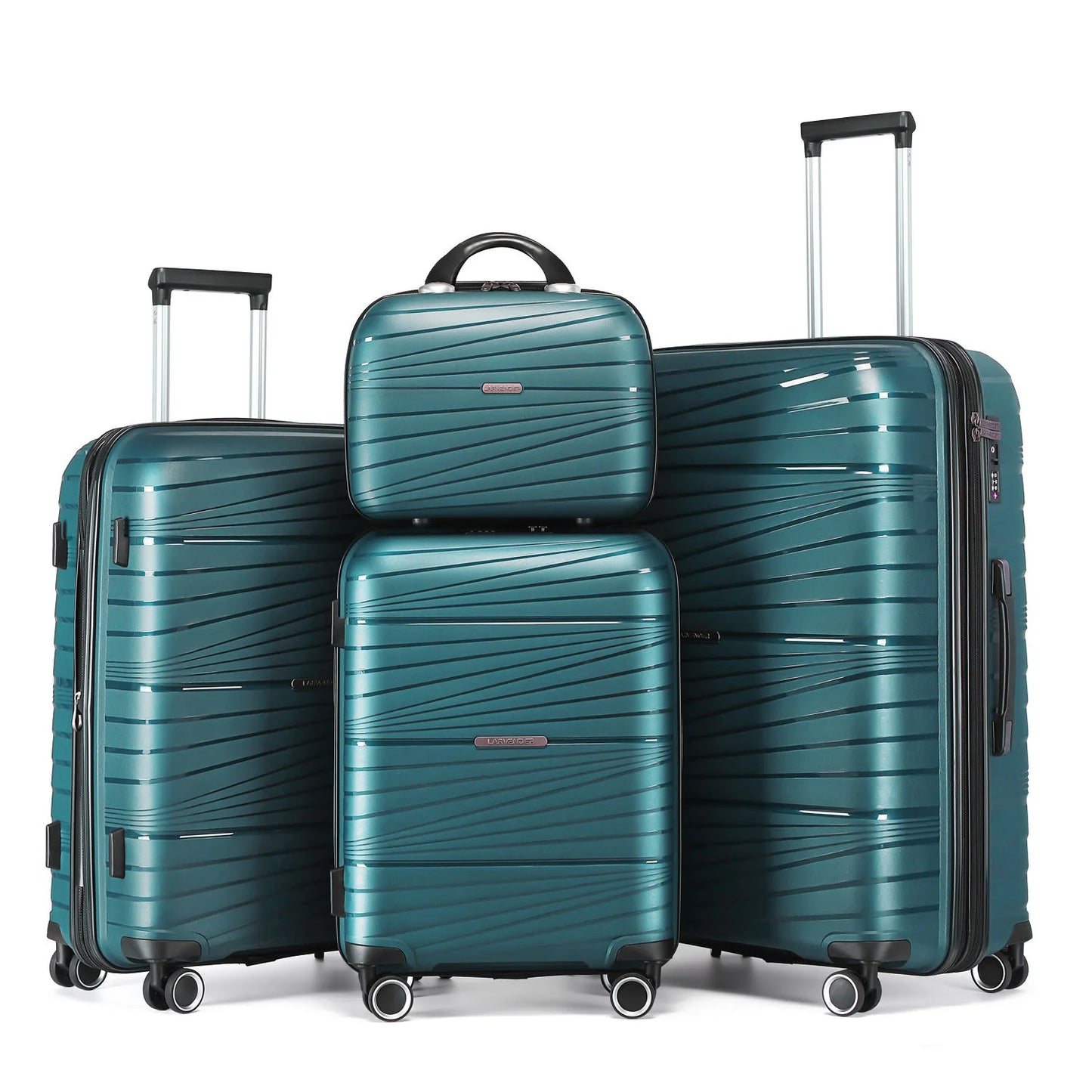 Teal 4-Piece Luggage Set (12/20/24/28 Inch)  Hardside Suitcase Trolley with Spinner Wheels, Fashionable & Elegant Travel Luggage