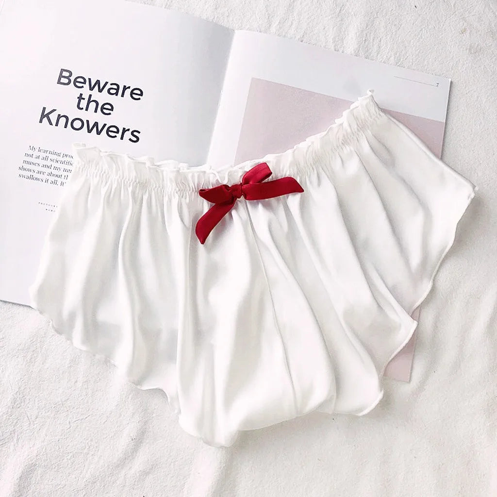 Silk Satin Sexy Panties Simple Flowers Floral Printed Lace Pajamas Underwear Fashionable Oversized Women Shorts Under Wears
