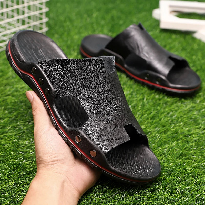 2026 Handmade Ultra Comfort Leather Retro Fashion Mens Summer Beach Slippers Flat Shoes Thong Leather Sandals
