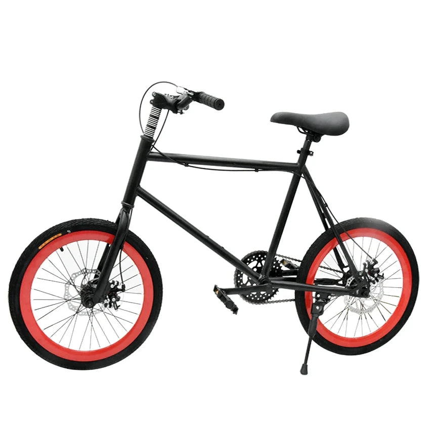 20 Inch Bike Single Speed Fixie Bike Double Dsic Brake Bicycle Freewheel Frame Mini Bicycle Height Adjustable 75-90cm MANDOTOS