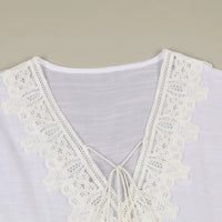 JSN9202262 2024 New Arrival Hot Selling Lace Bikini Cover up V Neck Solid Color High Quality Blouse for Girl