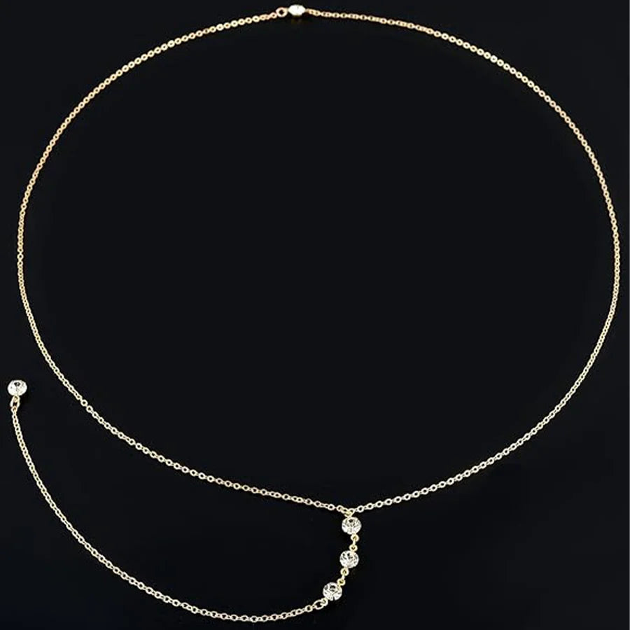 8Pcs Sexy Body Chain Belly Waist Chain Necklace Summer Beach Bikini Bra Body Jewelry for Women Gold Tone