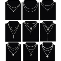 ZF Geometric Pendant Layered Alloy Necklace Versatile Minimalist Retro Trendy Travel Date Jewelry Accessories