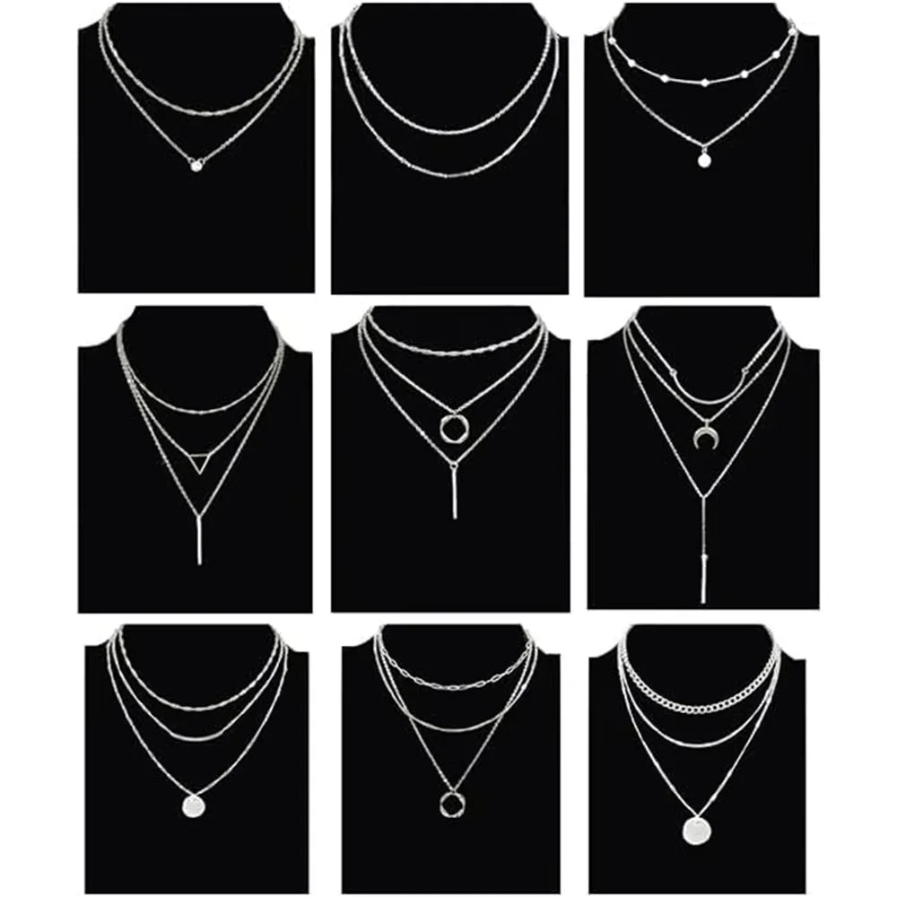 ZF Geometric Pendant Layered Alloy Necklace Versatile Minimalist Retro Trendy Travel Date Jewelry Accessories