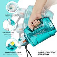 Big Capacity 60oz Wholesale CustomLogo Food Grade Tritan Sport Water Bottle for Gym Travel Hot Thermal for Adult with Straw 2.0L