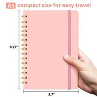 Pink Girls A5 Travel Leather Notebook Spiral Notebook with Pen Holder & Pen for Writing - MANDOTOS INTERNATIONAL
