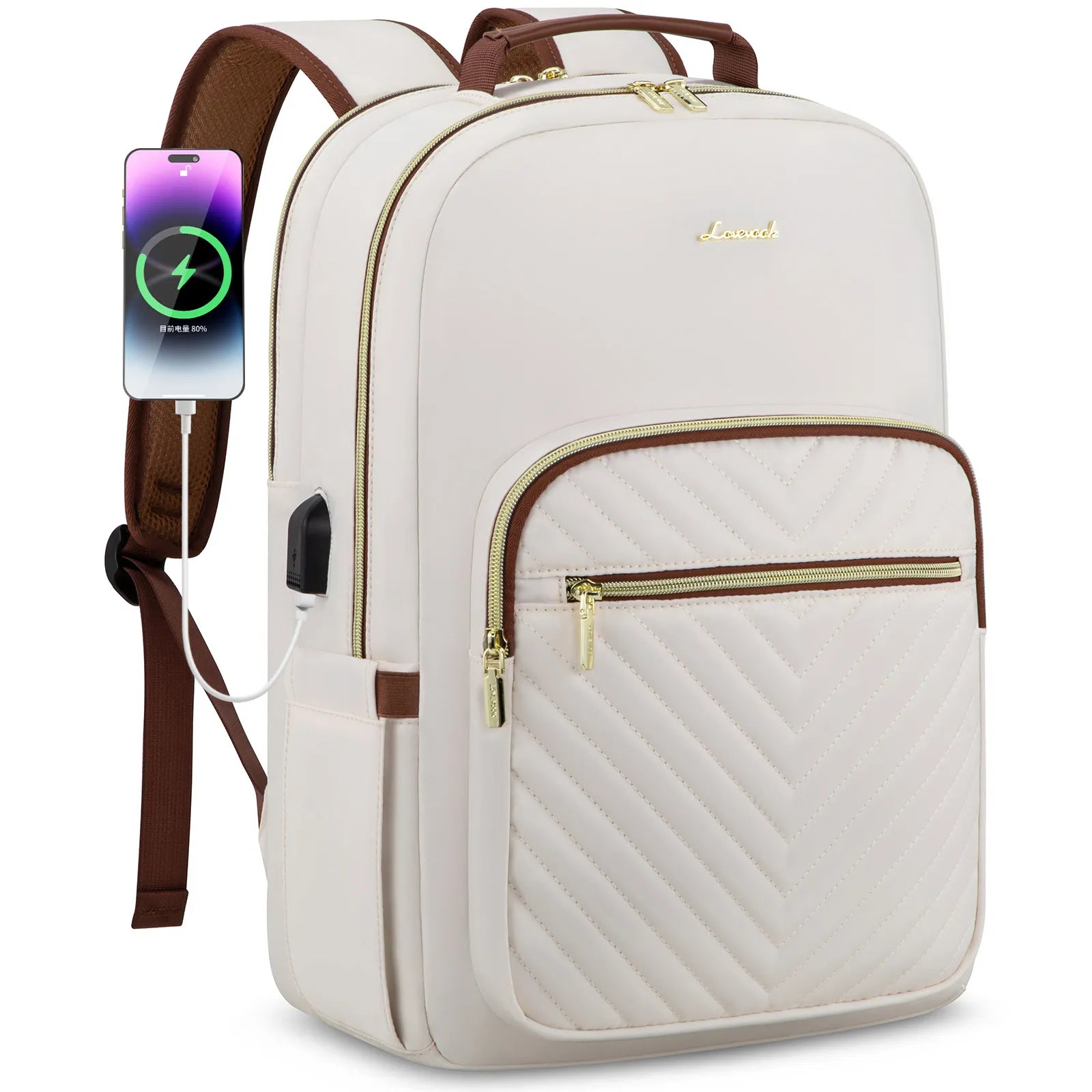 LOVEVOOK Luxury Nylon Teen College School Bookbags Waterproof Business 15.6 17 Inch Travel Laptop Backpacks Bags for Women Girls