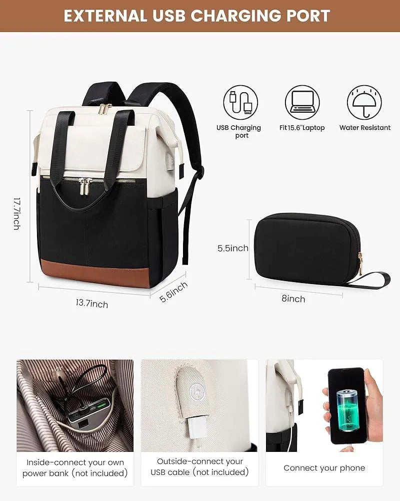 Super Lightweight Women's Travel Laptop Backpack with Curved Shoulder Straps - MANDOTOS INTERNATIONAL