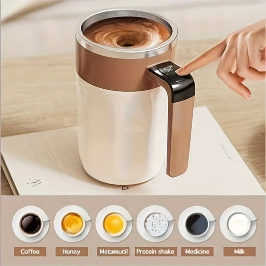 Electric Self-stirring Couple Coffee Cups, Travel Mug with Lid, 12.85oz - MANDOTOS INTERNATIONAL