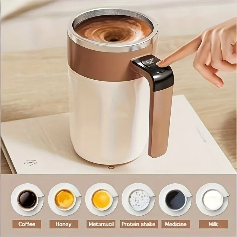 Electric Self-stirring Couple Coffee Cups, Travel Mug with Lid, 12.85oz - MANDOTOS INTERNATIONAL