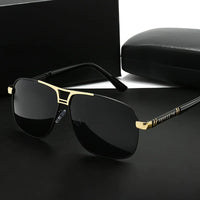 Men'S Large Frame Sunglasses | Black to Red Gradient TAC Lens, Full-Rim Iron Frame, Protection, Easy-Clean Lens Surface,Polished