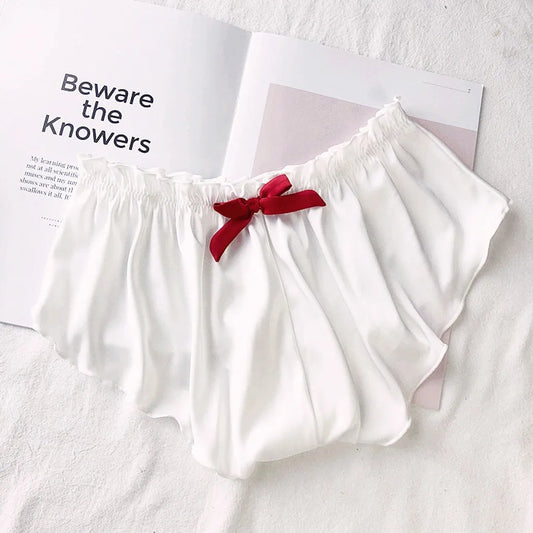 Silk Satin Sexy Panties Simple Flowers Floral Printed Lace Pajamas Underwear Fashionable Oversized Women Shorts Under Wears