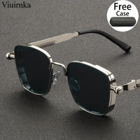 Trendy Unique Reflective Punk Sunglasses | High-Quality Unisex Design with Case, Perfect for Outdoor Travel/Driving/Summer Beach