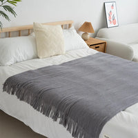 Super Soft Cozy Knitted Wool Throws Solid Color Nap Cover Blanket with Tassels Home Decor Travel Use Wholesale