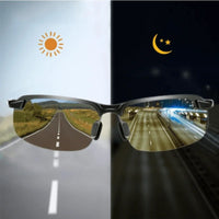 Men'S Black Metal Framed Fashion Glasses Sunglasses TAC Lenses for Day & Night Driving, Stylish Daily Leisure Wear