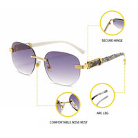 Retro Square Hip Hop Sunglasses Gold Rimless Shades - Men Women Fashion - MANDOTOS INTERNATIONAL