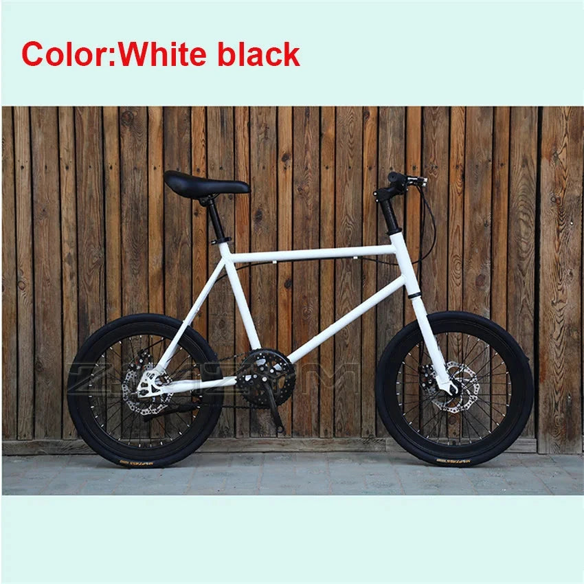 20 Inch Bike Single Speed Fixie Bike Double Dsic Brake Bicycle Freewheel Frame Mini Bicycle Height Adjustable 75-90cm MANDOTOS
