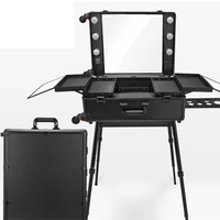 High Quality Makeup Travel Rolling Carry case Cosmetic Beauty Trolley Suitcase with Lights