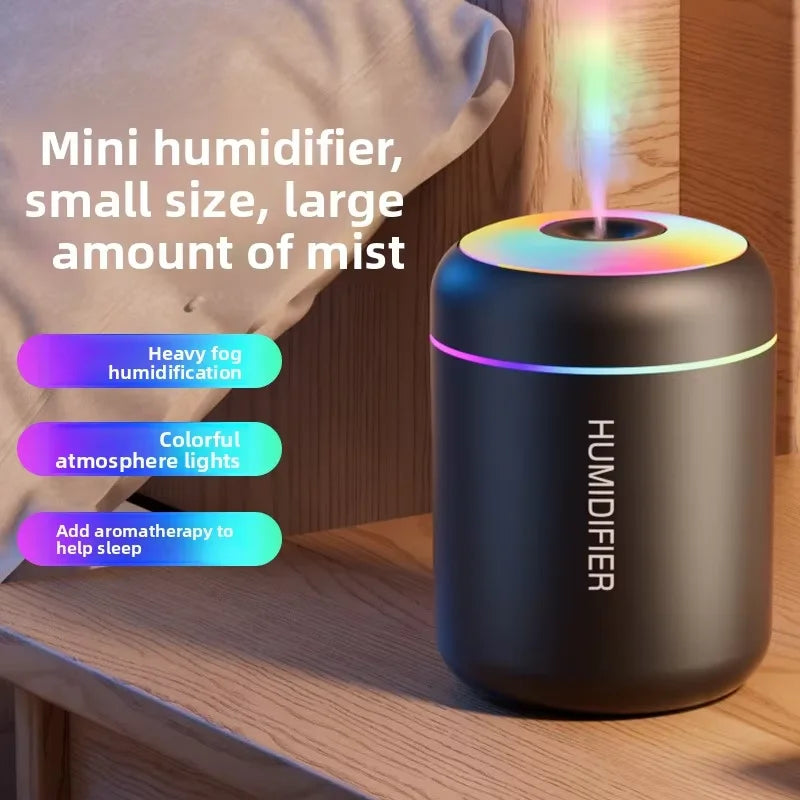 Portable Household Humidifier Mini Ultrasonic Diffuser USB Powered with LED Lamp Suitable for Home Office and Car Travel