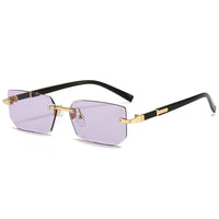 1pc Trendy Rimless Y2K Glasses for Women Men Punk Frameless Rectangle Glasses Retro Gradient Shades Driving Travel UV400 Eyewear