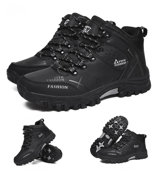 Brand Men Winter Snow Boots Waterproof Leather Sneakers Super  Warm Men's Boots Outdoor Male Hiking Boots Work Shoes Size 39-47