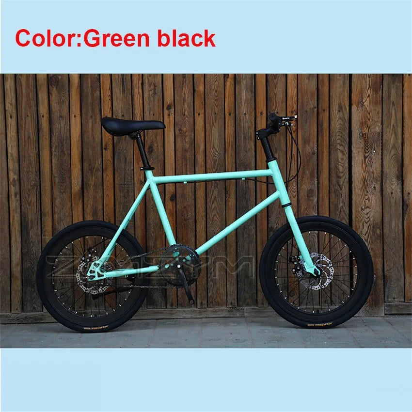 20 Inch Bike Single Speed Fixie Bike Double Dsic Brake Bicycle Freewheel Frame Mini Bicycle Height Adjustable 75-90cm MANDOTOS