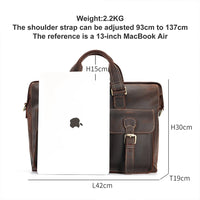 Large Capacity Men's Genuine Crazy Horse Leather Retro Business Briefcase Bag Single Shoulder Handbag for Travel