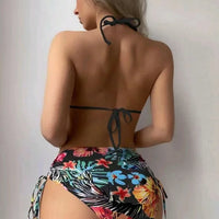 XCTM-MY2218 Hot Sale Three Piece Bikini Swimwear Ladies Fashion Cover up Beachwear Women's Sexy Floral Printed Swimwear