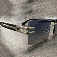 HBK Luxury Rimless Sunglasses Frames 2024 Retro Rectangle Party Use with Blue Black Gold Silver PC Frames