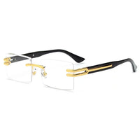 HBK Luxury Rimless Sunglasses Frames 2024 Retro Rectangle Party Use with Blue Black Gold Silver PC Frames