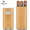 New Arrival Portable Men Gift Cigar Case Reusable 3 Cigars Capacity PU Leather Wood Cigar Tool Cutter Case Travel Storage Box
