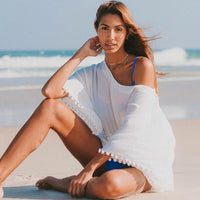 JSN9202262 2024 New Arrival Hot Selling Lace Bikini Cover up V Neck Solid Color High Quality Blouse for Girl