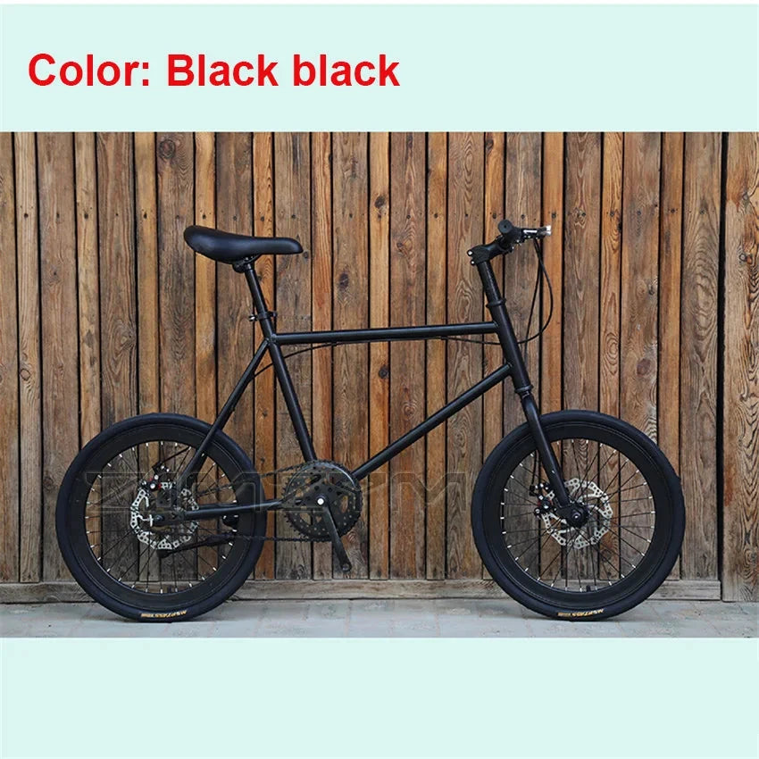 20 Inch Bike Single Speed Fixie Bike Double Dsic Brake Bicycle Freewheel Frame Mini Bicycle Height Adjustable 75-90cm MANDOTOS