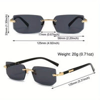 1pc Trendy Rimless Y2K Glasses for Women Men Punk Frameless Rectangle Glasses Retro Gradient Shades Driving Travel UV400 Eyewear