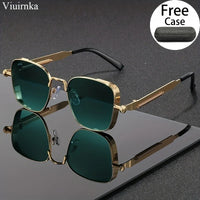 Trendy Unique Reflective Punk Sunglasses | High-Quality Unisex Design with Case, Perfect for Outdoor Travel/Driving/Summer Beach