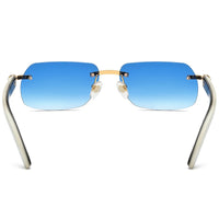 Borregls Buffalo Horn Sunglasses Men Luxury Brand Designer Eyewear Women Nylon Lens Rimless Square Buffs Eyeglasses 8300816