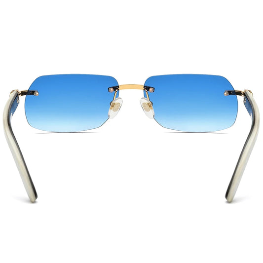 Borregls Buffalo Horn Sunglasses Men Luxury Brand Designer Eyewear Women Nylon Lens Rimless Square Buffs Eyeglasses 8300816