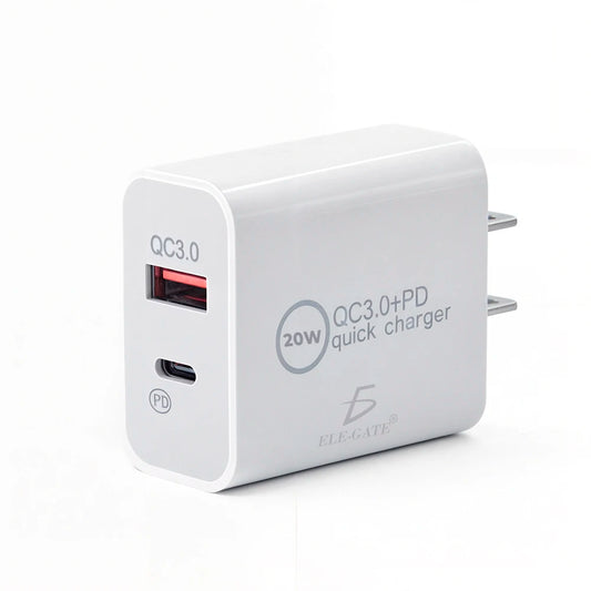 20W ELEGATE Turbo Charger With USB Type C Port QC3.0 Fast Charging Universal Power Adapter For Smartphones And Laptops CH.80 Mod