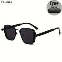 Trendy Unique Reflective Punk Sunglasses | High-Quality Unisex Design with Case, Perfect for Outdoor Travel/Driving/Summer Beach