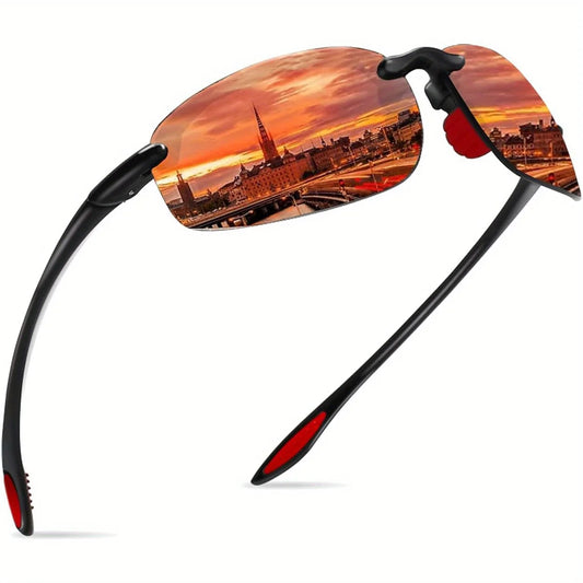 Polarized Sunglasses for Men & Women - Tr90 Rimless Frame, Lightweight & Durable, Protection for Running, Fishing, Baseball
