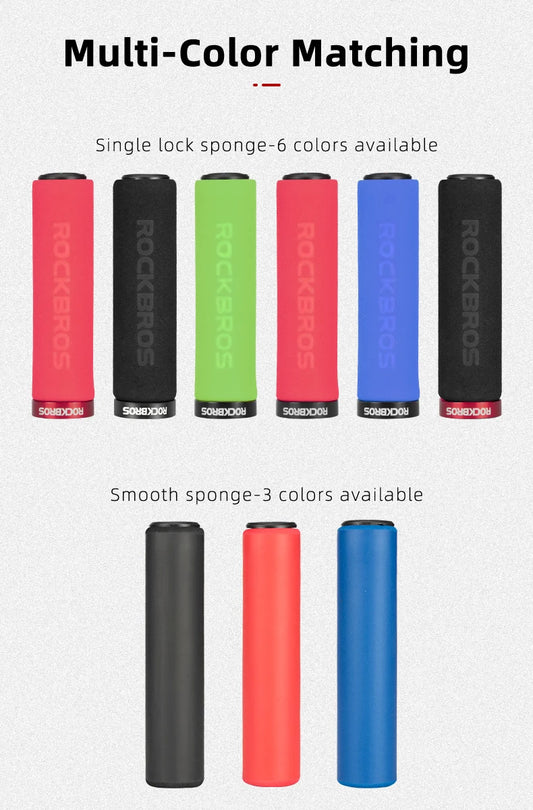 ROCKBROS Cycling Grips Anti-skid Shockproof Silicone Sponge Handlebar Grips MTB Road Bike Grips Ultraight Cycling Handlebars