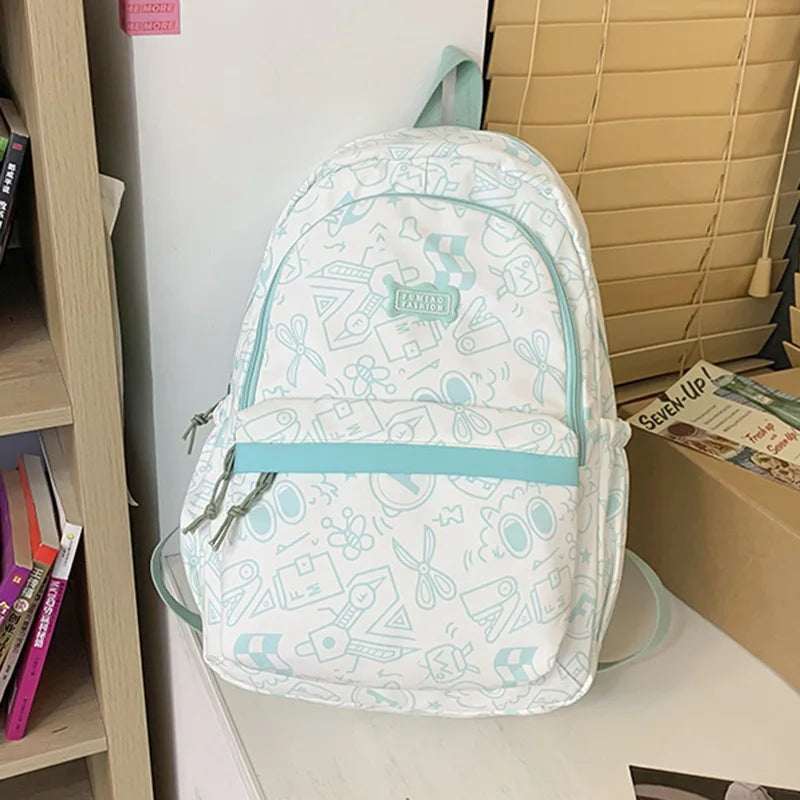 Large Capacity School Bag Travel Bags Girl Boy Bookbags High Teenager Student Plaid Backpack Cute Print Schoolbags