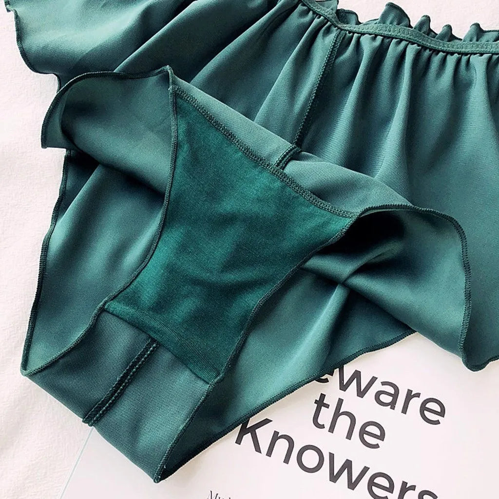 Silk Satin Sexy Panties Simple Flowers Floral Printed Lace Pajamas Underwear Fashionable Oversized Women Shorts Under Wears