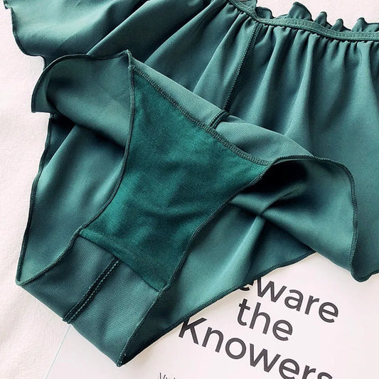 Silk Satin Sexy Panties Simple Flowers Floral Printed Lace Pajamas Underwear Fashionable Oversized Women Shorts Under Wears