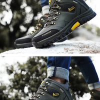 Brand Men Winter Snow Boots Waterproof Leather Sneakers Super  Warm Men's Boots Outdoor Male Hiking Boots Work Shoes Size 39-47
