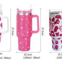 Glitter Coated Stainless Steel Tumbler with Diamond Design - 40oz - MANDOTOS INTERNATIONAL