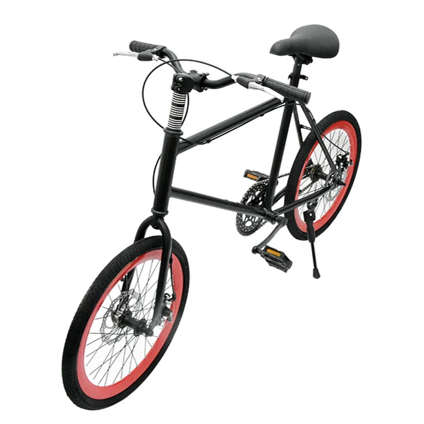 20 Inch Bike Single Speed Fixie Bike Double Dsic Brake Bicycle Freewheel Frame Mini Bicycle Height Adjustable 75-90cm MANDOTOS