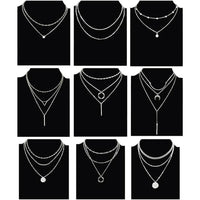 ZF Geometric Pendant Layered Alloy Necklace Versatile Minimalist Retro Trendy Travel Date Jewelry Accessories