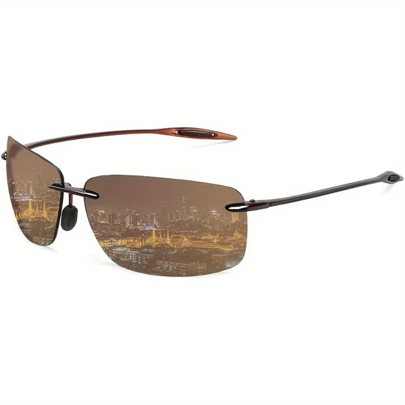 Polarized Sunglasses for Men & Women - Tr90 Rimless Frame, Lightweight & Durable, Protection for Running, Fishing, Baseball
