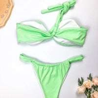 GZXL-ABL006# Eco Friendly Swimwear Women's One Shoulder Design Sexy Swimwear Ladies Split Bikini Sets Recycled Fabric Swimwear